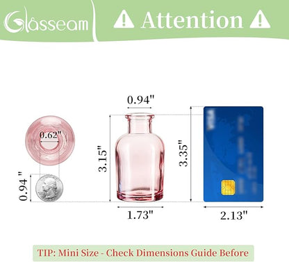 Glasseam Mini Bud Vases in Bulk 40: Colored Small Flower Vases for Centerpieces Cute Tiny Glass Vase for Flowers Modern Decorative Wedding Table Centerpiece for Dining Room Decor