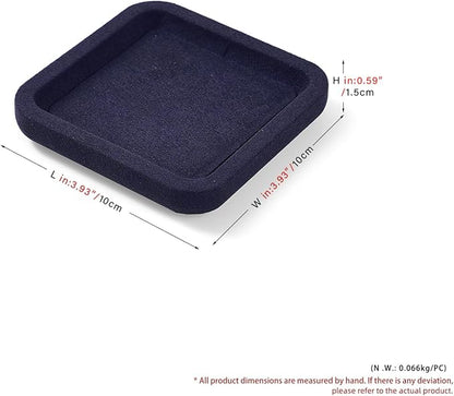 Premium Microfiber Jewelry Display Tray - Small Blue Velvet Organizer for Rings, Earrings, Necklace, Bracelet - Photograph, Trade Show, Dresser Storage (10x10cm, XS)