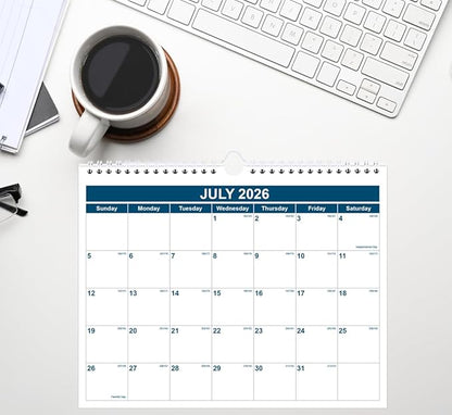 Calendar 2026-2027 - Monthly Wall Calendar from January 2026 - June 2027, Spiral Binding Hanging Wall Calendar 2026 for Home/Office, 8.5" x 11", Blue