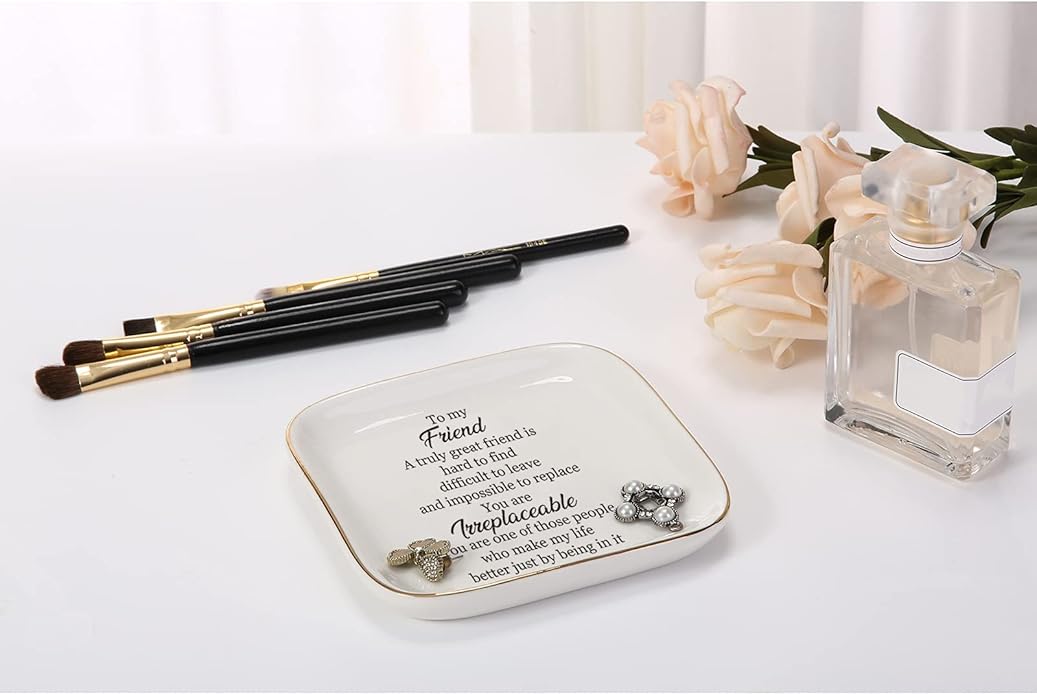 Scwhousi Ring Dish Jewelry Tray for Friend Mom Sister Maid of Honor,Birthday Mother's Day Christmas Gifts