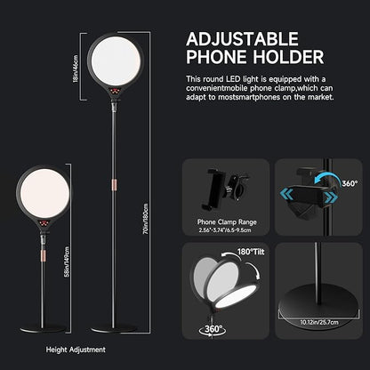 Ring Light with Stand and Phone Holder, 14" Professional Full-Screen Large Ring Light with 63'' Stand, Selfie Ringlight for Video Recording, Live Streaming, Makeup, Barber, YouTube, TikTok