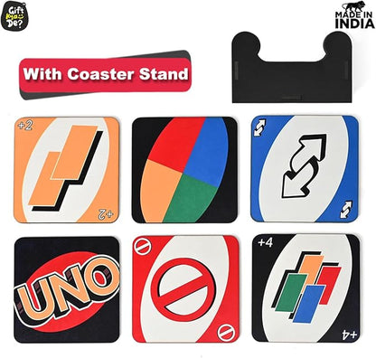GKD Wooden Coasters for Drinks, MDF Wooden Coasters Set of 6 with Holder, 3.8 inches Eco-Friendly Absorbent Coaster for Coffee Table, Farmhouse, Office, Bar, Drinking Glasses, Tabletop Protection