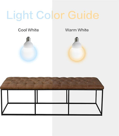 Homepop Home Decor | Large Upholstered Bench | Bench Ottoman with Storage for Living Room & Bedroom | Decorative Home Furniture (Light Brown PU Leather)
