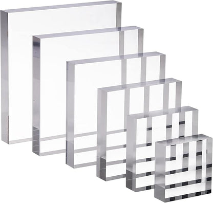 CiaoHER 1in Thickness 9in Square Acrylic Cube Display Block Clear Polished Pedestal Stand Riser Solid Base 9" x 9" x 1", 1 Pack