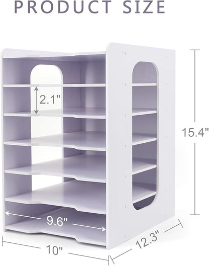 SONGWAY File Organizer for Desk - Desk Organizer for Document, Multifunctional 7 Tier Vertical File Holder, Paper Holder Organizer, Desktop File Organizer for Home Office School Decorations, White