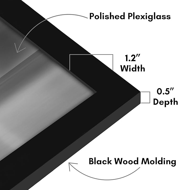 Americanflat 13x30 Picture Frame with Polished Plexiglass - Black Picture Frame - Wide Photo Frames Made of Engineered Wood for Vertical or Horizontal Wall Display - Epic Collection - Black