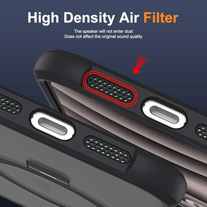 Compatible with iPhone 16 Case with Invisible Magnetic O-Ring Stand Military-Grade Translucent Case for iPhone 16 6.1" [Compatible with Mag-Safe][Great Grip Feeling], Black
