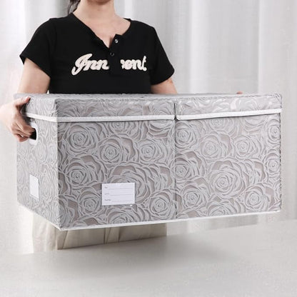 PRANDOM Jumbo Collapsible Storage Cubes with Lids Fabric Decorative Storage Bins Boxes Organizer Baskets with Cover Handles for Bedroom Closet Living Room 23.2x15.7x11.8 Inch 3 Pack