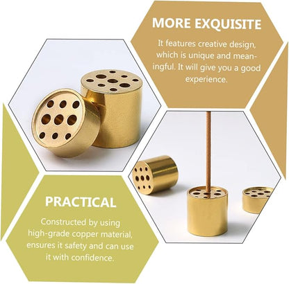 VOSAREA 4pcs Copper Incense Holders, 9-Hole Multi-Hole Incense Stick Bases, Small Retro Copper Burner Accessories for Meditation Room, Yoga Studio & Home Decor