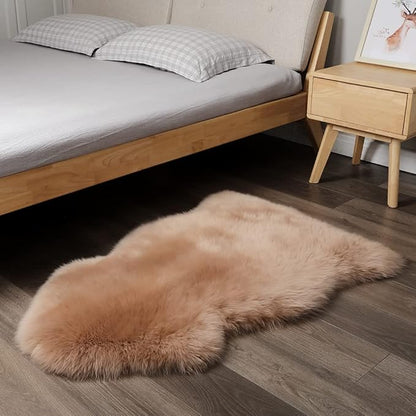 Premium Genuine Fur Sheepskin Rug Real Australia Sheepskin Natural Luxury Fluffy Lambskin Fur Area Rug Seat Covers for Kids Bedroom Sofa Chair Cover (Light Brown, Single Pelt/2ft x 3ft)