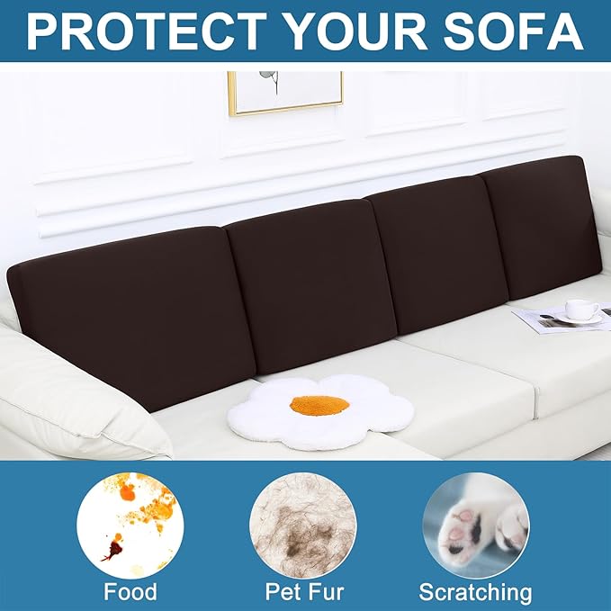 Smiry Printed Couch Cushion Covers, Stretch Soft Couch Covers for Sofa, Washable Non-Slip Sofa Slipcover Furniture Protector for Indoor and Outdoor (Backrest M, Chocolate)