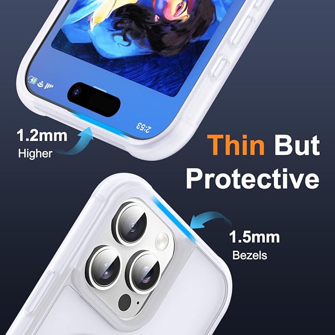 Compatible with iPhone 16 Pro Case with Invisible Magnetic O-Ring Stand Military-Grade Phone Case for iPhone 16 Pro 6.3" [Compatible with Mag-Safe][Great Grip Feeling],Translucent