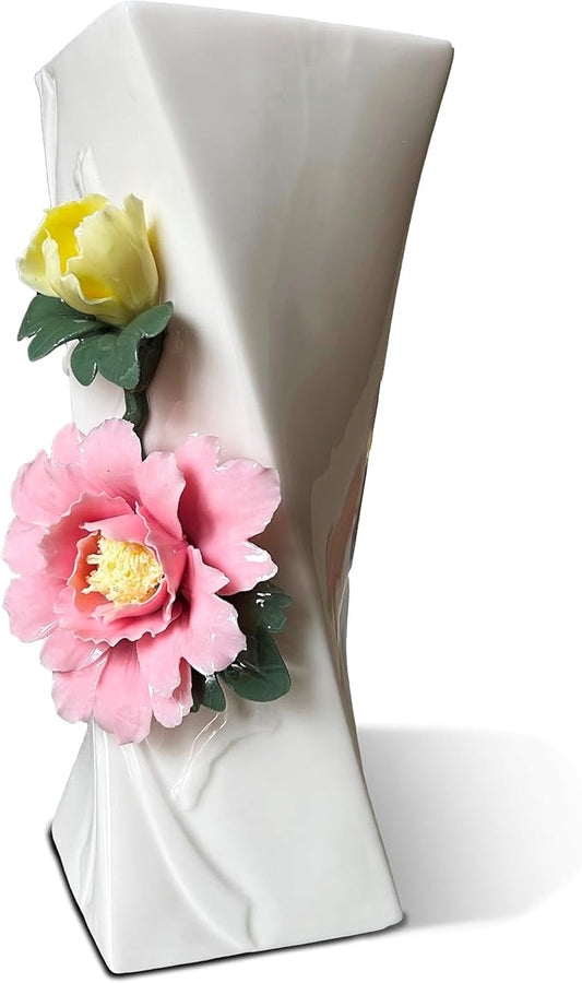 MTME Porcelain vase with Flowers, Memorabilia, Wedding Gifts, Aesthetic Sculpture Home décor (Pink)