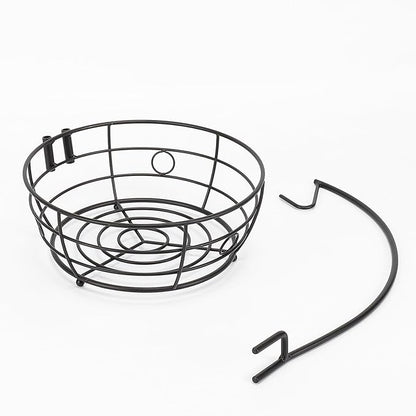 Livabber Countertop Fruit Basket Bowl with Banana Hanger, Modern Standing Fruit Vegetable Bowl Storage, with Banana Tree Holder for Kitchen Dinning Table (Round Metal, Black)