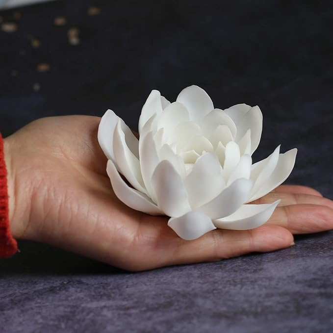 Ceramic Lotus Incense Burner,Flower Insence-Stick Holder with Ash Catcher Incent Holder for Sticks Cones Yoga Studio Living Room Home Decor