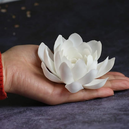 Ceramic Lotus Incense Burner,Flower Insence-Stick Holder with Ash Catcher Incent Holder for Sticks Cones Yoga Studio Living Room Home Decor