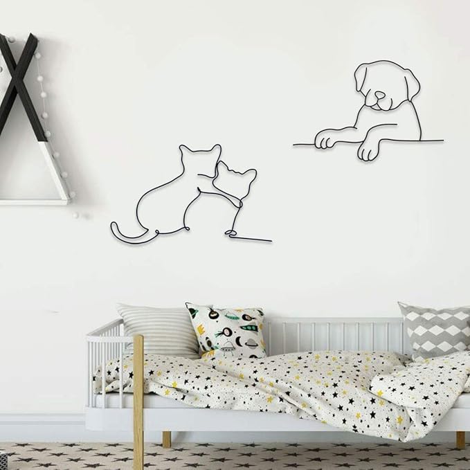 Matani Metal Dog Wall Art | Minimalist Room & Living Room Wall Decor (Sleeping Labrador) (Peeking Dog)