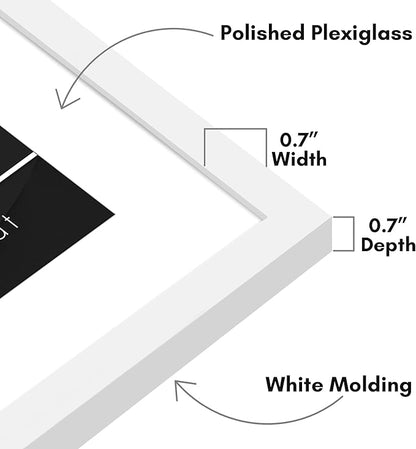 Americanflat 16x20 Picture Frame with Polished Plexiglass - Use as 12x16 Frame with Mat or Display 16x20 Photo Without Mat - Streamline Collection - Thin Border Picture Frames for Wall - White