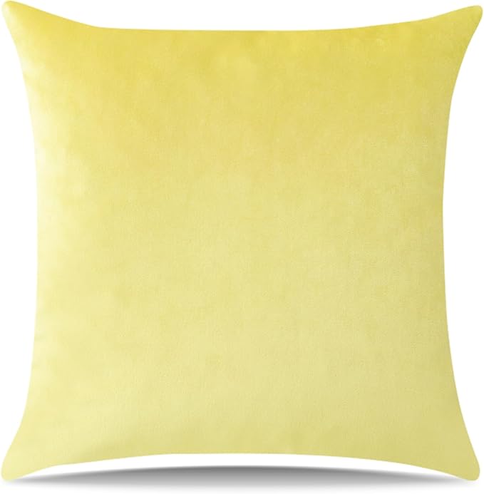 Artscope Luxury Velvet Pillow Covers Super Soft Decorative Square Throw Pillow Covers Case Cushion Covers for Sofa Couch Bedroom Car Decor 22x22 Inch Lemon Yellow