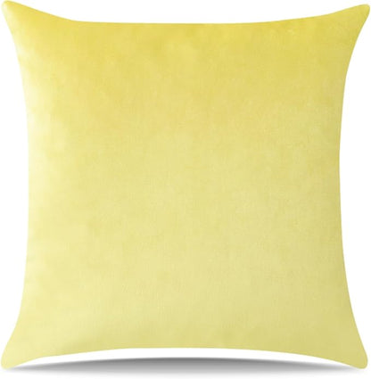 Artscope Luxury Velvet Pillow Covers Super Soft Decorative Square Throw Pillow Covers Case Cushion Covers for Sofa Couch Bedroom Car Decor 22x22 Inch Lemon Yellow