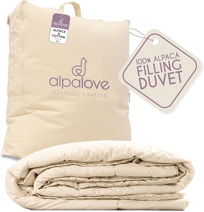 Twin Lightweight 100% Fine Alpaca Duvet - Premium Cotton Cover, 2,89 lb Filling, Ideal for Summer, Breathable & Temperature -Regulating, 70 x 92 inches