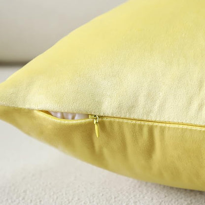 Artscope Luxury Velvet Pillow Covers Super Soft Decorative Square Throw Pillow Covers Case Cushion Covers for Sofa Couch Bedroom Car Decor 18x18 Inch Lemon Yellow
