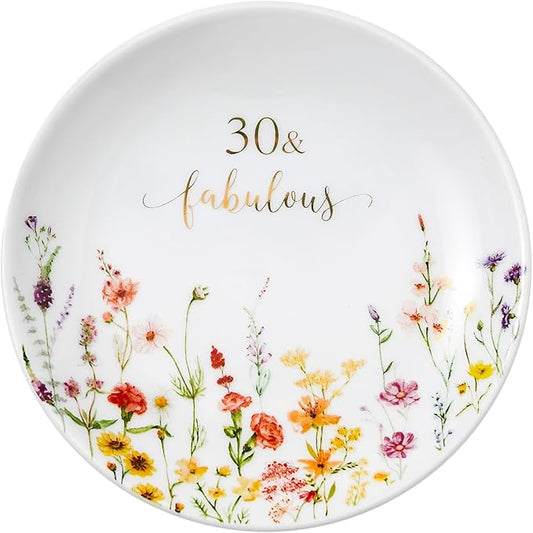 Crisky 30 Fabulous Jewelry Ring Dish for Women 30th Birthday Gifts Idea for 30 Year Old Gifts for Her Friend Sister Wife Aunt Female Coworkers