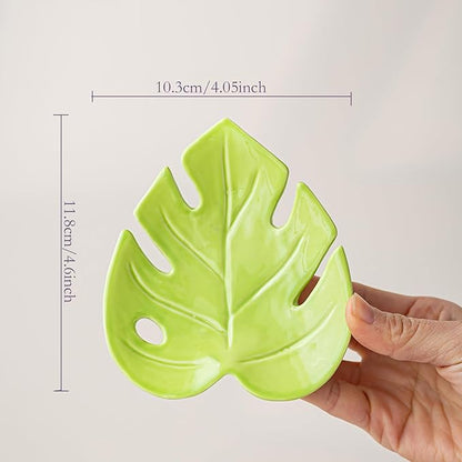 Ceramic Jewelry Tray Trinket Dish, Jewelry Dish for Women, Monstera Ceramic Plate, Ring Dish Holder for Earrings Necklace Organizer, Mother's Day Christmas Birthday Gift