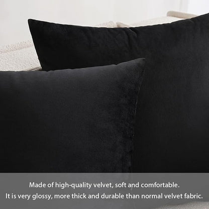 MIULEE Velvet Throw Pillow Covers 12x20 Inch, Pack of 2 - Black, Soft Solid Lumbar Decorative Pillow Covers Modern Luxury Home Decor for Chair Couch Sofa Bedroom Livingroom