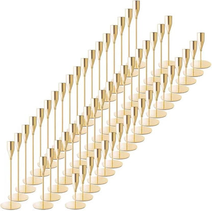 Taper Candle Holders,Tall Metal Candlestick Holders,French Gold,Set of 54,Three Heights,Candle Stick Holder for Wedding Centerpiece Decoration,Dinning,Festival,Party or Home Decor