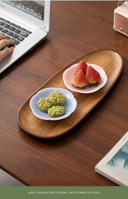 Green Ceramic Trinket Dish, 4.1 Inch Small Jewelry Tray with Auspicious Cloud Motifs (Symbolizing Good Fortune), Decorative Jewelry Holder for Vanity & Nightstand, Gift Packaging for Culture Lovers