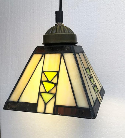 HUIMEIJU Tiffany Square Wall or Pendant Lamp - Geometric Stained Glass Replacement Lampshade