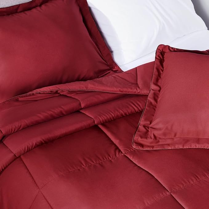 PeachSkinSheets Night Sweats: The Original 1500TC Soft Super Full/XL Full Oversized Comforter Set Deep Crimson Red