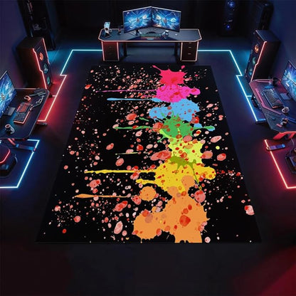Colorful Paint Splash Rug 5.3x6.7 Area Rugs Abstract Graffiti Art Rugs Ultra Soft Washable Carpet with Non Slip Backing for Living Room Bedroom Gameroom Study Office Home Decor Mat