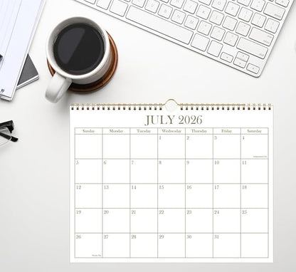2026 Calendar - 2026-2027 Wall Calendar from January 2026 - June 2027, 18 Months Calendar with Premium Paper, Twin-Wire Binding & Hanging Hook, 8.5" x 11", Golden