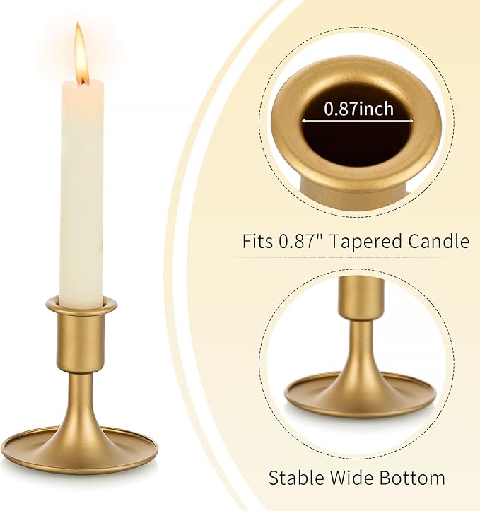 Romadedi Hurricane Candlestick Holders Gold - 10 Pcs Taper Candle Holders Bulk Tall Clear Glass Cylinder for Wedding Table Centerpieces Party Decor Birthday Christmas Home Decorations