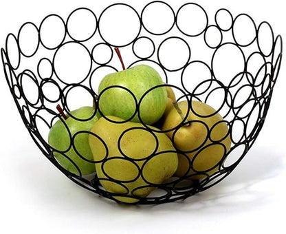 Spectrum Diversified Circles Round Fruit Bowl, Contemporary Kitchen Vegetable & Fruit Basket, Geometric Modern Kitchen Countertop Food Storage, Shapes Sleek Steel Produce Storage