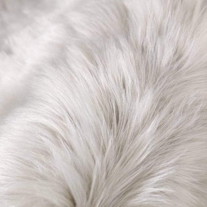 Carvapet Fluffy Shaggy Soft Faux Sheepskin Fur Area Rugs Floor Mat Chair Sofa Cover Beside Carpet for Bedroom Living Room, 2ft x 3ft, Grey