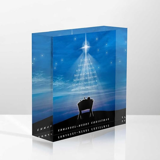 Acrylic Crystal Decoration Blue Starry Sky Letter - Women Congratulations Present - Housewarming Present, Best Blessing Motivational Desk Decor 4x4inch