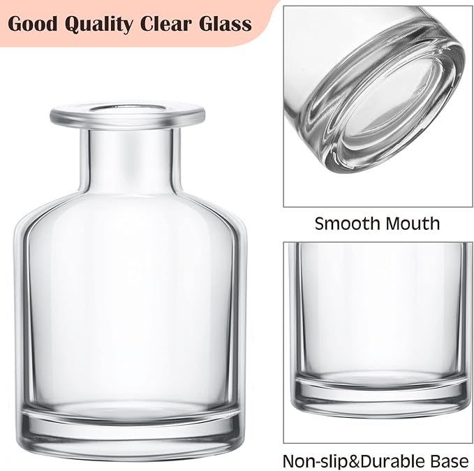Mimorou 24 Pack Clear Glass Bud Vases Bulk Small Glass Living Vases for Centerpieces Vintage Table Decorative Bottle for Flowers Rustic Wedding Reception Party Decoration(1.85 x 2.87 in)