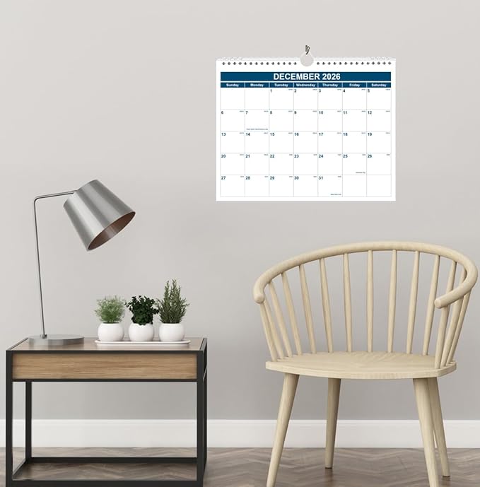 Calendar 2026-2027 - Monthly Wall Calendar from January 2026 - June 2027, Spiral Binding Hanging Wall Calendar 2026 for Home/Office, 8.5" x 11", Blue