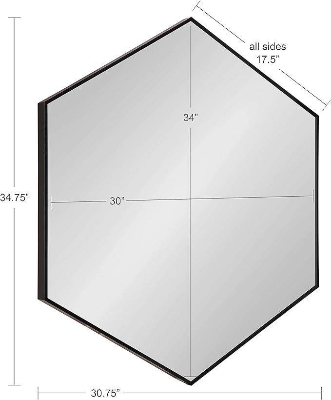 Kate and Laurel Rhodes 6-Sided Hexagon Wall Mirror, 30.75x34.75 Black