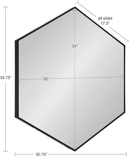 Kate and Laurel Rhodes 6-Sided Hexagon Wall Mirror, 30.75x34.75 Black