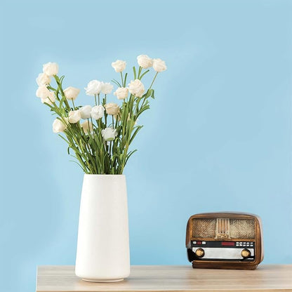 Bright White Vase - 8" Big White Ceramic vase for Flower, Boho Vases for Pampas Grass, Minimalist Modern vases for Home Decor, Table Shelf Living Room Farmhouse Decor