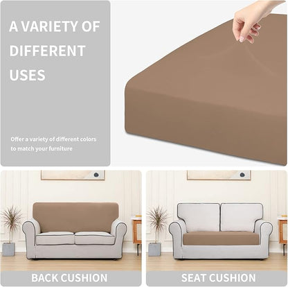 Easy-Going 100% Waterproof Loveseat Sofa Seat Cushion Slipcovers Couch Cushion Cover Stretch Furniture Protector for Kids, Pets (Loveseat Cushion, Camel)