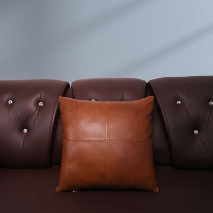 D DOLLY LAMB Lambskin Leather Pillow Cover - Sofa Cushion Case - Decorative Throw Covers for Living Room & Bedroom, 22x22 Inches - Mango Tan Antique Pack of 1