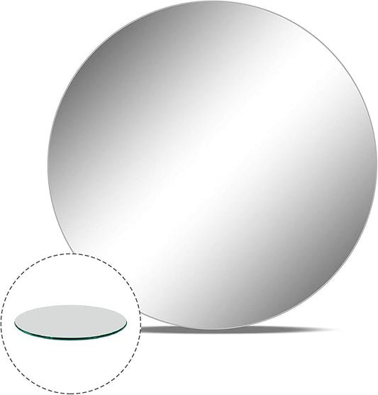 WGVI WGV Round Mirror Plate Sets Bulk 16" Diameter, 4 mm Thickness, Frameless Sanded Edges, Quality Thick Candle Tray, Home Event Party Wedding Table Centerpiece Wall Decor, 12 Pieces