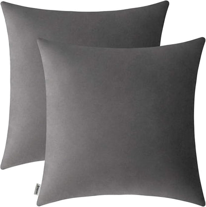 Jeneoo Comfy Soft Thick Velvet Throw Pillow Covers for Sofa Couch, Decorative Solid Square Cushion Cases for Bedroom Car (Dark Grey, 18 x 18 Inches, 2 Pieces)