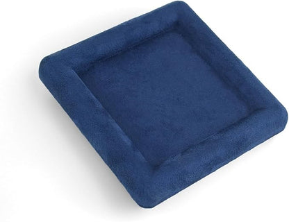 Black Velvet Jewelry Display Tray, Luxury Velvet Ring Holder Showcase for Necklaces Earrings, Jewelry Store Display and Ecommerce Photography Prop, 4.72x4.72 Inches (Blue)