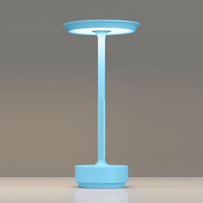 1 Pack Rechargeable Cordless Table Lamps, Portable 5000mAh Outdoor Table Light, 3 Color Stepless Dimming LED Table Lamp with Memory Function, for Home/Dinner/Patio/Restaurant.(Blue)